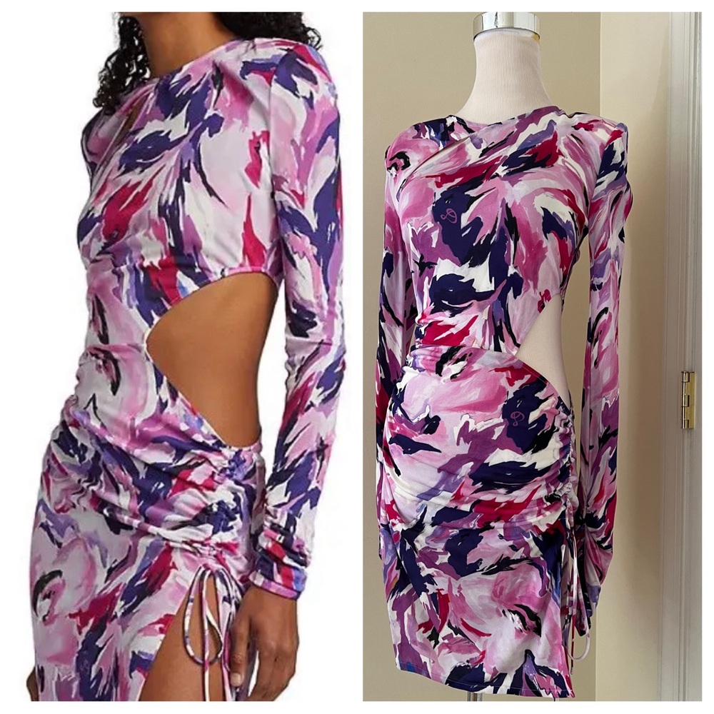 DUNDAS Printed Cut-Out Jersey Dress